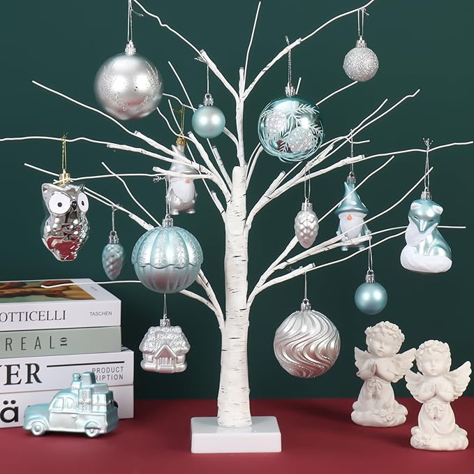 Blue and Silver Christmas Ornaments Set, 75PCS Shatterproof Christmas Decorations, Assorted Xmas Tree Hanging Ornaments for Christmas Tree, Holiday, Party Decor (Blue & Silver)