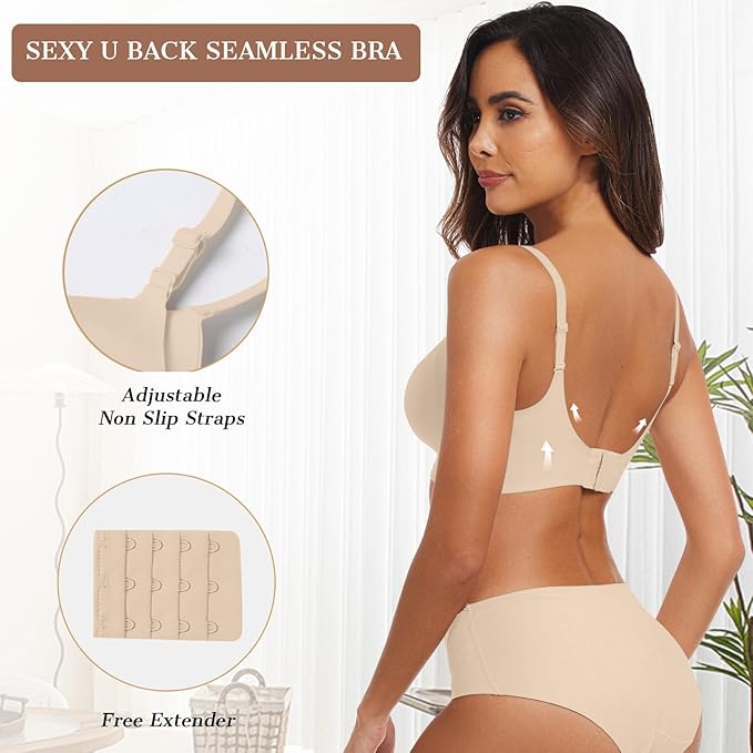 OEAK Womens Wireless Bras Comfortable Push Up Bra No Underwire Bra Full Support Lift Bralette Everyday Seamless Tshirt Bras