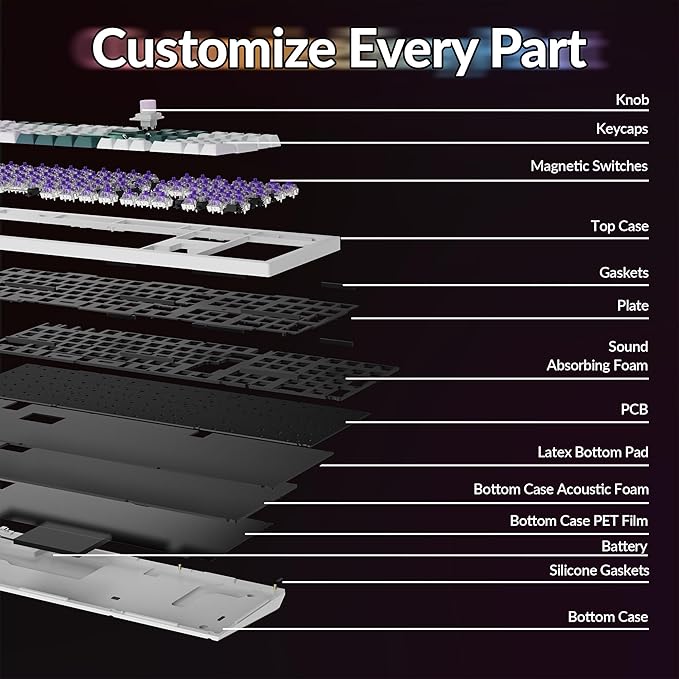 Keychron Q6 HE Wireless Custom Mechanical 100% Full Keyboard, 2.4 GHz/Bluetooth/Wired QMK Rapid Trigger Hot-Swappable Programmable Gateron Double-Rail Magnetic Switches for Mac Windows, Shell White