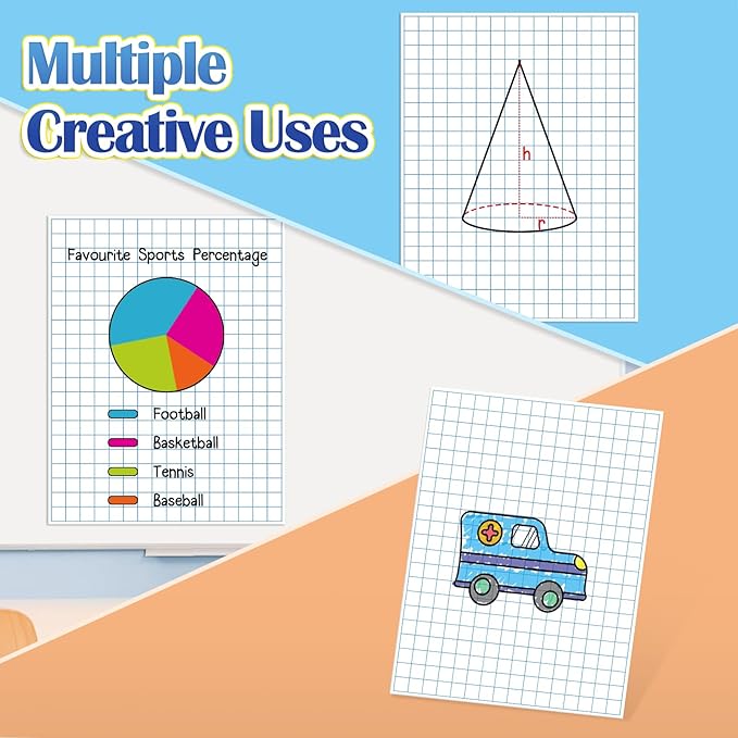 Aizweb Giant Magnetic Graph Paper,Dry Erase Grid Paper Graphing Paper for Classroom Whiteboard Accessories,Chart Paper Teacher Must Have Homeschool Teaching Supplies,Teacher Essential,21.5" x 16.5"