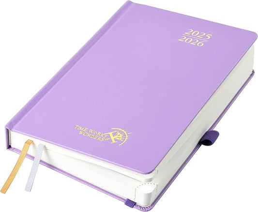 POPRUN 2025-2026 Daily Planner One Page Per Day (Medium - 5.75'' x 8.5'') - Academic Calendar (July 2025 - June 2026), 2025 Day Appointment Book with Monthly Tabs, Hardcover - Violet