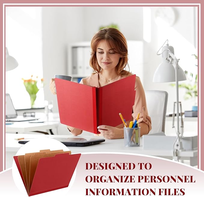 Skyygemm 12 Pcs Classification Folders Letter Size, 3 Divider Pressboard File Folder with Fasteners, Expanding File Organizer Bulk for Teachers, Clergy, Office, Church, Christmas Donations (Red)