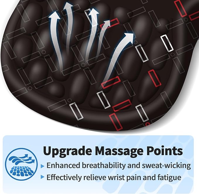 YIWEI Ergonomic Mouse Pad with Wrist Rest Support, Mousepad with Comfortable Memory Foam Wrist Rest and Non-Slip PU Base for Pain Relief, Computer, Laptop, Office, Home (Black-1)