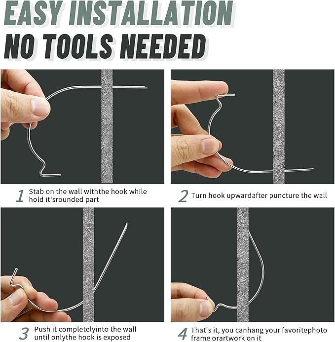 20pcs Super Hook Picture Hangers and Office Pack, Drywall Hooks for Hanging Pictures, Wall Hooks, Picture Hangers, Picture Hanging Kit，Hang Art, Clock, Shelves, Mirrors