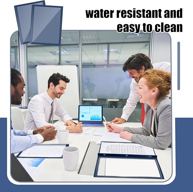 Teling 24 Pcs Report Covers with 3 Prong Fasteners Clear Front Presentation Folders Frame View Poly Report Folder Presentation Binder for Paper Document School Office (Dark Blue)