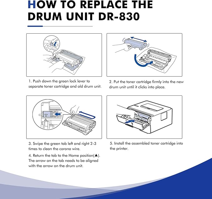 DR830 DR-830 Drum Unit Black 2-Pack Replacement for Brother DR830 DR 830 DR-830 HL-L2400D L2405W L2460DW L2460DWXL L2865DW L2480DW DCP-L2640DW MFC-L2807DW L2820DW L2820DWXL Printer (Not Toner)