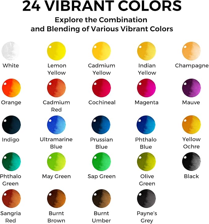 Funto Mini Watercolor Paint Set, All-In-One 24-Color Travel Paint Kit, with Crossbody Bag, Watercolor Journal, Paint Water Cup, Pocket Set for Artists