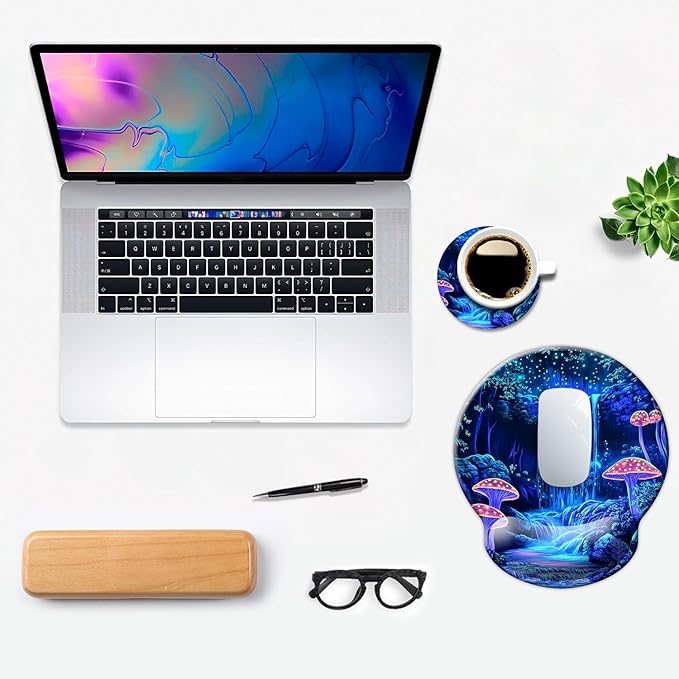 Ergonomic Mouse Pad with Wrist Support,Mouse Pad with Wrist Rest,Relieve Wrist Pain Mousepad Non-Slip Rubber Base,Mouse Pads for Desk,Computers,Laptop,Office,Home,Wonderland