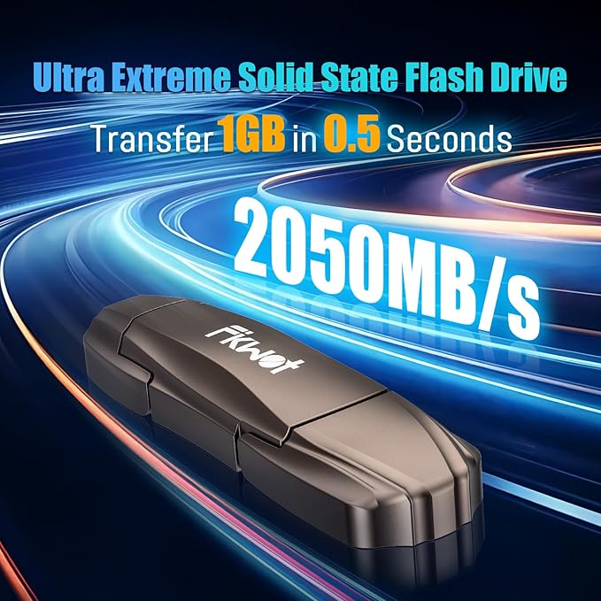 External SSD USB Flash Drive 256GB, Up to 2050MB/s 2-in-1 Type C+ USB A USB3.2 Gen2 Solid State Thumb Drive SSD Stick for iPhone 15/16/Android/Windows/Mac/PC/Laptops