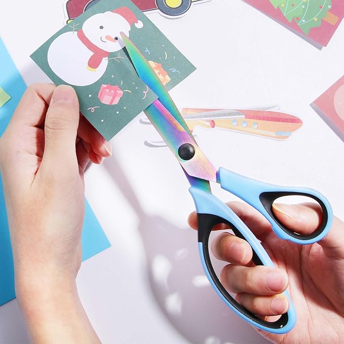 Scissors All Purpose, Sharp Titanium Blades Shears, Rubber Comfort Grip Handle, Multipurpose scissors 3 pack, Great for Office, Fabric, Craft, Sewing, Arts, School and Home Supplies, Black&Blue