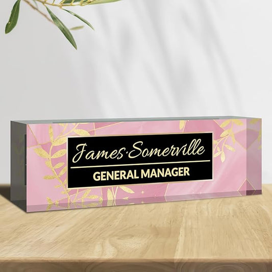 Desk Name Plate Personalized, Custom Name Plate for Desk, Acrylic Desktop Accessories, Office Gift & Decor for Women Men, Teacher Nurse Boss Employee Appreciation Gifts