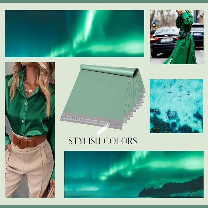 Metronic 19X24 500Pack Poly Mailers Strong Adhesive Shipping Envelopes for Clothing, Waterproof Shipping Bags for Small Businesses, Flexible Mailers Poly Bags for Shipping, Grayed Jade Green