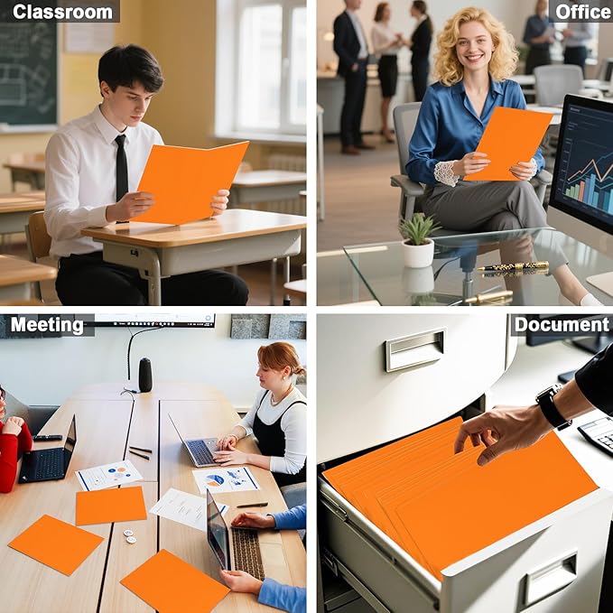 60 Pack Paper Pocket Folders, 2 Pocket Folders, Letter Size, Orange