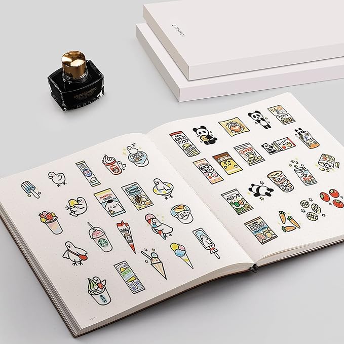 EMSHOI Dotted Journal Bullet Notebook, B5 Large Softcover Leather Journal, 192 Numbered Pages 100gsm Thick Dot Grid Notebook for Drawing Women Men Work School Supplies, 7.48"x10.15"-Black