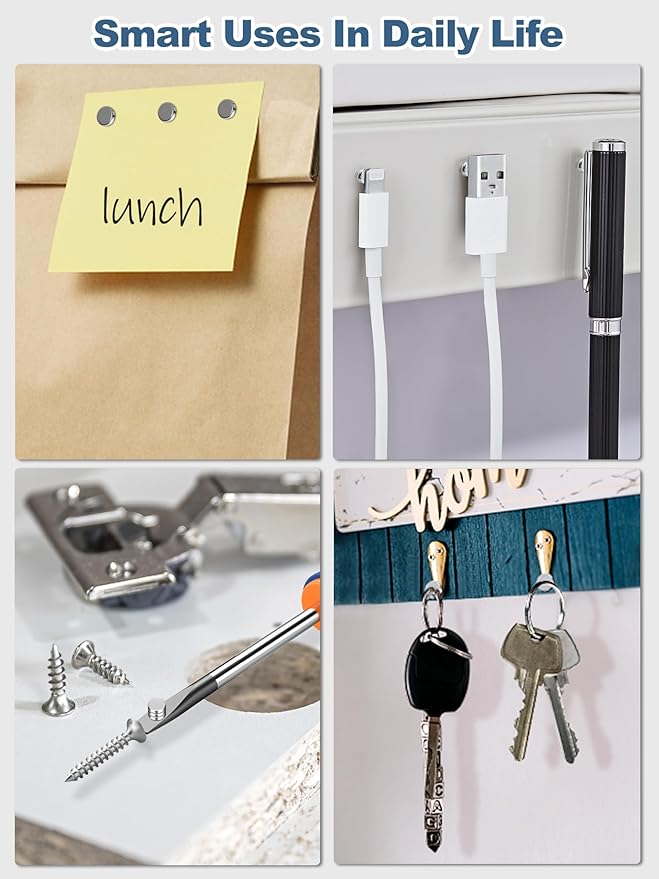 SMARTAKE 320 Pcs Refrigerator Magnets, 6x2mm Small Round Fridge Magnet, Multi-Use Premium Neodymium Office Magnets for Fridge, Whiteboard, Billboard in Home, Kitchen, Office and School (Silver)