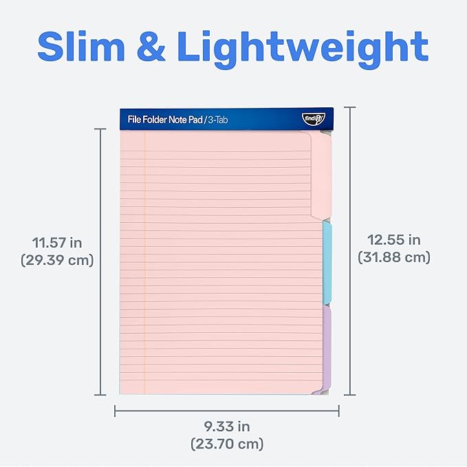 Find It File Folder Notepad - Pack of 36-9.5 x 12.5 Inch Notebook Organizer Folders for Filing, Document, and Clipboard Organization - Pastel