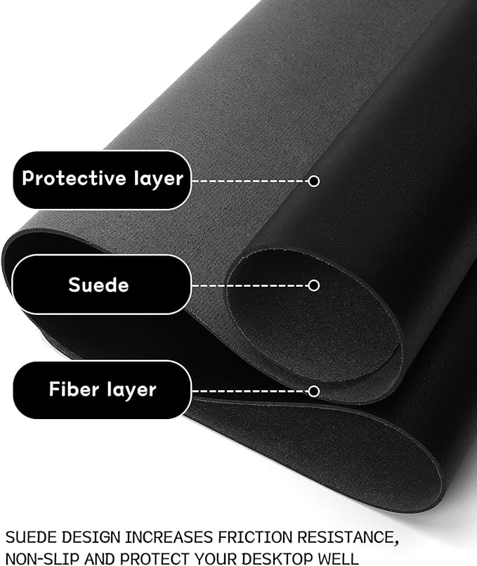YSAGi Non-Slip Leather Desk Pad Long Size, Waterproof Laptop Computer Desk Keyboard Mat, Table Protector Blotter Mat, Large Mouse Pad for Office/Work/Home/Decor(Black, 47" x 17")