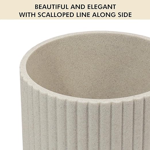 Beige Luxury Stone Bathroom Trash Can, Modern Bathroom Office Trash Can, Resin Wastebasket, Garbage Receptacle Bin for Bathrooms, Offices, Powder Rooms, Kitchens (Beige)