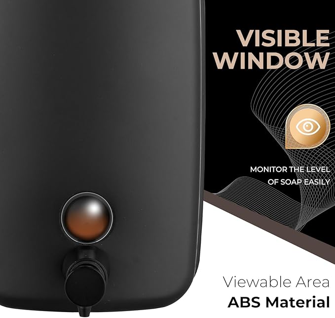 Commercial Soap Dispenser Wall Mount Stainless Steel Soap Dispensers Liquid Manual Anti-Leak Pump Hand Soap Dispenser for Bathroom Kitchen Black (35 fl.oz./1000ml)