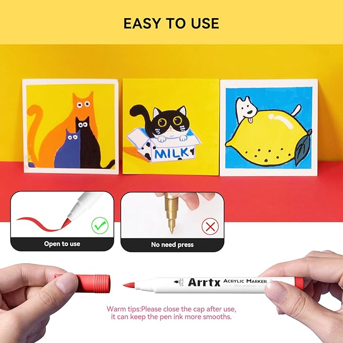 Arrtx 120 Colors Markers Paint Pens, Acrylic Paint Pens for Artists Adults Coloring Drawing Cartoon Anime Comic - Brush Tip for Rock Painting, Wood, Canvas, DIY Crafts Making Art Supplies