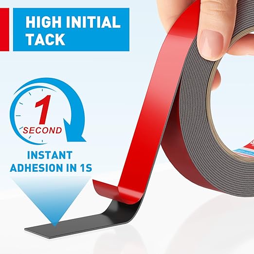 EMITEVER Double Sided Tape Heavy Duty, Tesa Adhesive Mounting Tape Waterproof, 0.94IN x 18FT Strong Acrylic Foam Tape for Walls, Automotive, Home Office Decor