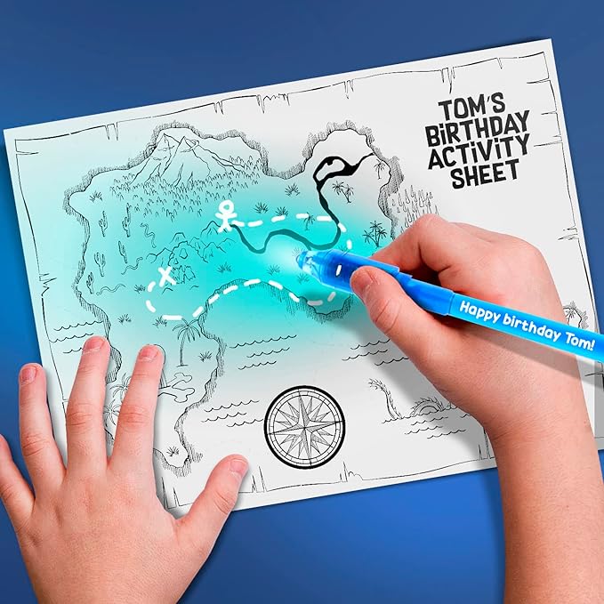 Personalized Invisible Disappearing Ink Pen Marker, Custom Secret Spy Message Writer with UV Light, Fun Activity for Kids Party Favors Gifts and Stock Stuffers, 24 Pack, Purple