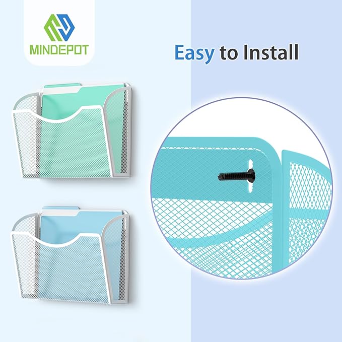 Wall File Organizer,Hanging Wall Mounted File Folder Binder Holder Mail Organizer for Office,Home and School Supplies