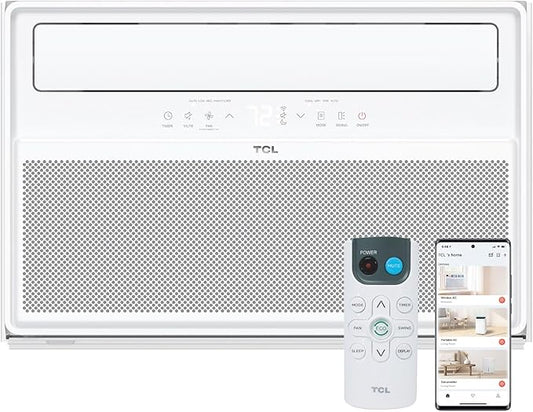 TCL 10,000 BTU Q-Series Smart Inverter Window AC, Ultra-Quiet 32dB Fan & 40dB Cooling, 38% Energy Saving, 3-Step Install, Open-able Window, Works with Smart Home Devices, Cools up to 450 Sq. Ft.