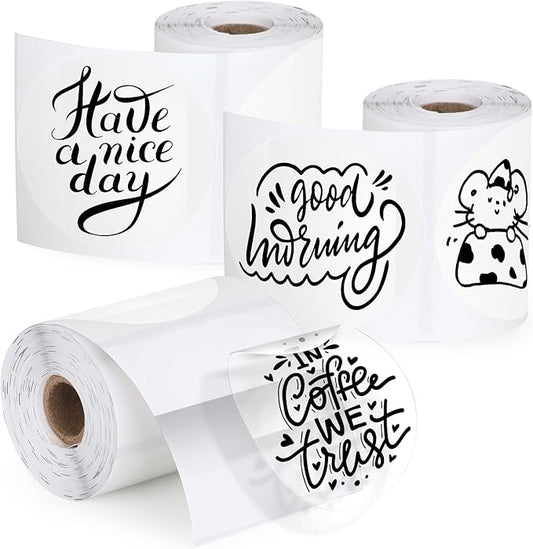 HuiJuKeJi 3 Rolls Transparent Round Thermal Labels, 2 Inch Circle Adhesive Direct Sticker Paper for Phomemo M220/M221/M100/M110/241BT, Multipurpose Clear Custom Sticker Label-140pcs/Roll