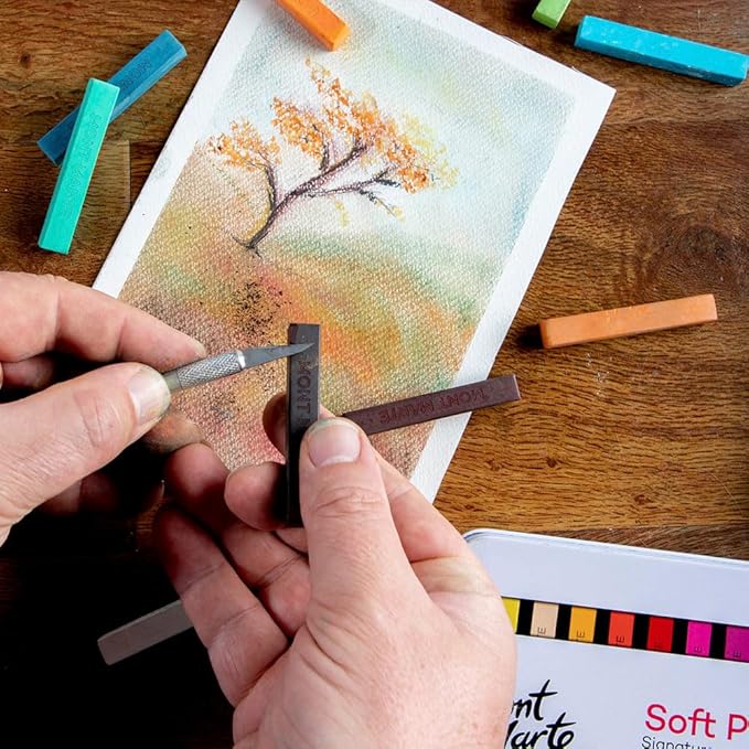 Mont Marte Soft Pastels Signature 72pc, Set of 72 Assorted Colored Pastel Sticks, Vibrant and Blendable, Ideal for Art, Craft, Drawing, Sketching