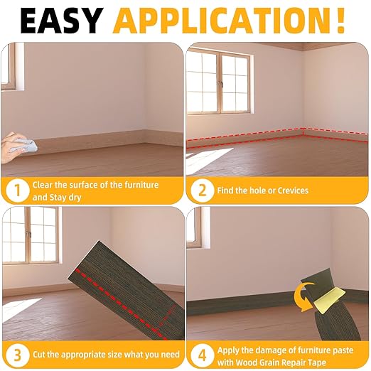 GSCIT Club Wood Grain Repair Tape, 2.4 inch X 100ft Self Adhesive Brown Walnut Grain Repair Patch for Tables, Chairs, Baseboards, Doors, Windows, Floors, Handicraft DIY.