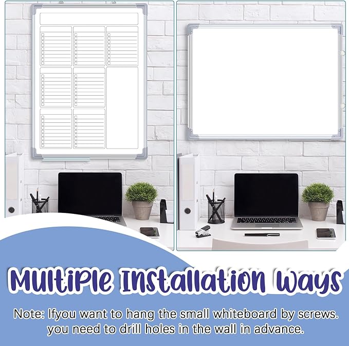 Lincia Magnetic to Do List Whiteboard for Wall, Weekly Dry Erase Board, Hanging Double-Side White Board Calendar for Planning Drawing Memo Home Office Kitchen(16" X 12",Pleochroic)