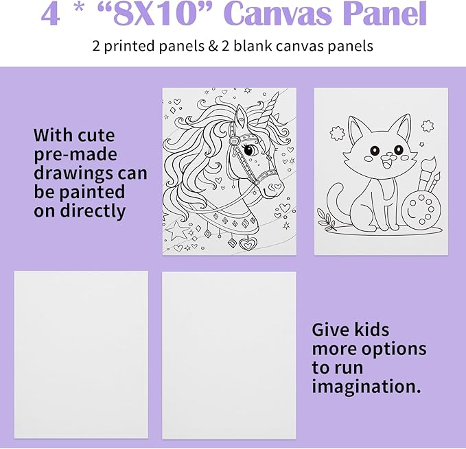 Falling in Art 46 Pcs Acrylic Paint Set with Table Easel, Art Painting Kit with Acrylic Paints, Canvas Panels, Paintbrushes, Canvas Supplies Kit for Kids, Adults, Beginners, and Artists, Purple