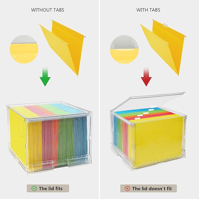 MUKAI File Box Organizer, Hanging Folder Storage Boxes, File Folder Organizer with Slide, Filing Crate Bin Holder with Letter-size File Holder Filing Box for Office, Home, Decor (2)