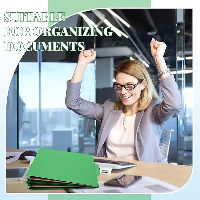 Skyygemm 12 Pack Classification File Folders Bulk with Divider and 2" Expansion, Pressboard Folder with 2 Prong Fasteners for Employee Records Medical Charts Office Document Organization(Green)