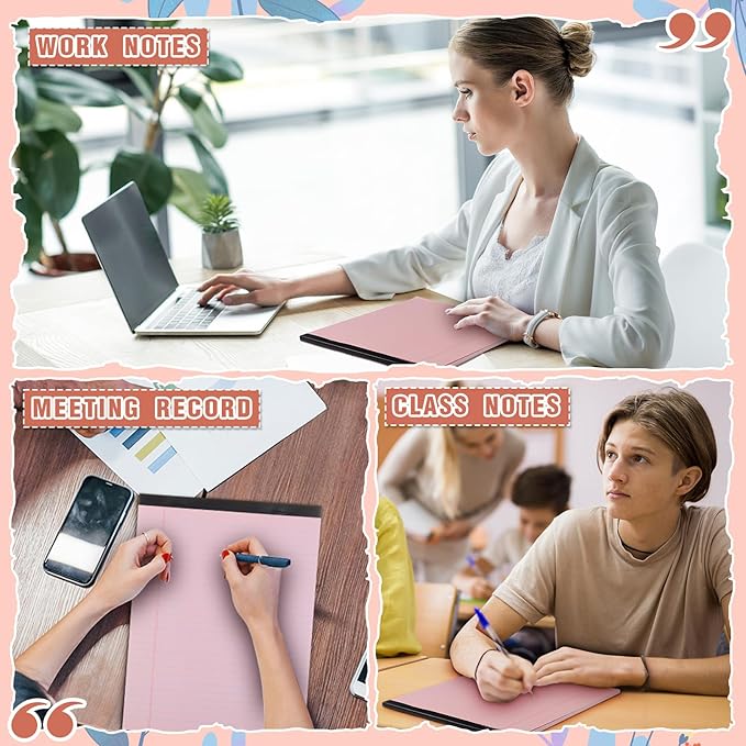 Fuutreo 8 Pcs 8.5'' x 11'' Colored Legal Pad Writing Pads Wide Ruled 50 Sheets Per Notepad Perforated Writing Notepad Office Supplies for School College Office Business (Assorted Colors)