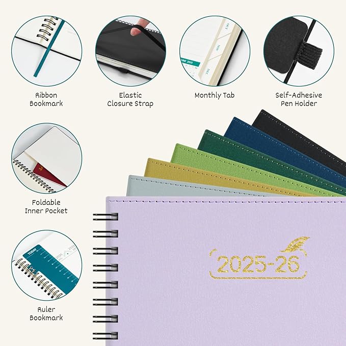 BEZEND 2026 Planner Weekly and Monthly (8.5" x 11"), Large 2-Column Calendar Book (Jul 25-Dec 26), Dual Schedule for Daily Appointment, Easy Track Tabs, Spiral, PU Leather Softcover, Mustard