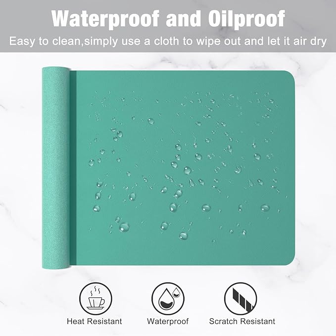Hsurbtra Desk Pad, 23.6" x 13.8" PU Leather Desk Mat, M Extended Mouse Pad, Waterproof Desktop Blotter Protector, Non-Slip Ultra Thin Small Laptop Keyboard Writing Mat for Office Home, Fruit Green