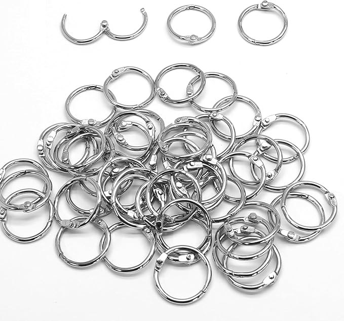 Luomorgo 50 Pcs 3/4 Inch Binder Rings, Nickel Plated Metal Book Rings Silver Paper Rings, Heavy Duty Loose Leaf Binder Rings, Index Cards Rings, Key Rings for Office, Home, School