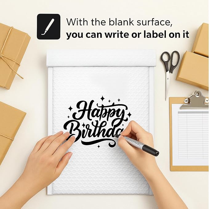 30 Pack 10x13 Inch Poly Bubble Mailers, Padded Envelopes with Self Seal Adhesive Strip, Waterproof Lightweight Mailing Shipping Bags for Thick Books Clothes Holiday Gifts Business Packaging