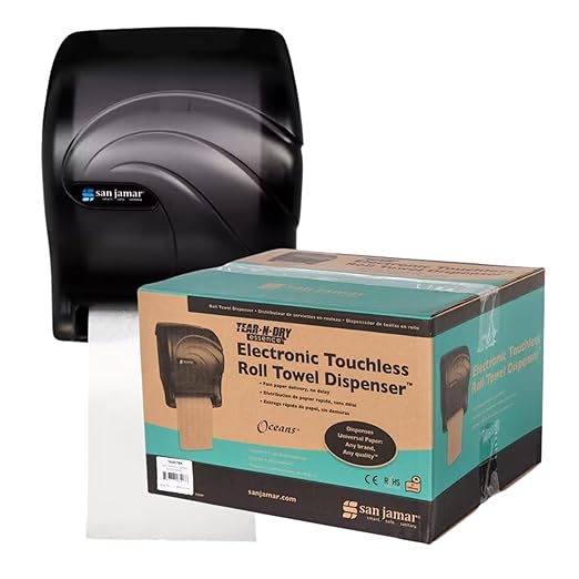 San Jamar Tear-N-Dry Essence Paper Towel Dispenser Automatic Dispenser for Bathroom, Kitchens, and Restaurants, Plastic, 10 x 14.75 x 12.25 Inches, Black