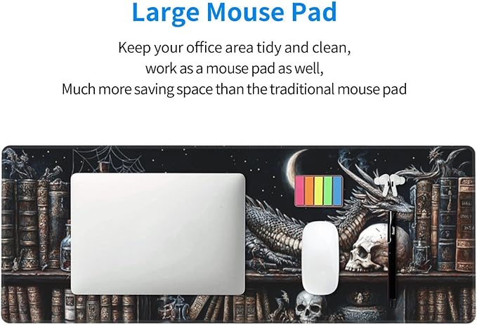 Mystical Dragon Mouse Pad 31.5 X 11.8 Inch Big Desk Rubber Base Stitched Edges Keyboard Pad XXL Mouse Mat for Home Game and Office