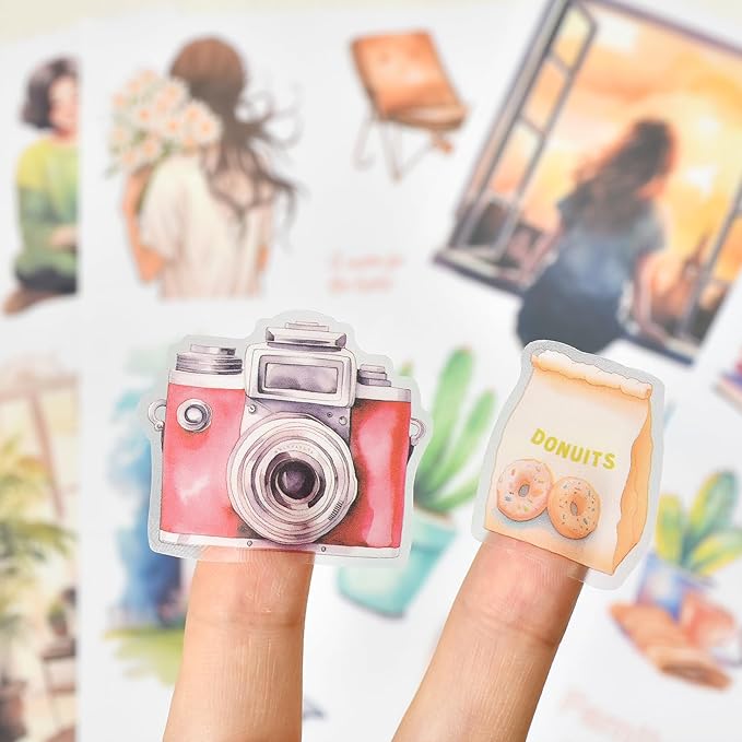 Snycler Sunshine Series Sticker Book - 20 Sheets Vintage PET Stickers for Scrapbooking, Junk Journaling, Ephemera, and Decorative Crafts - Pre-Cut Bright & Cheerful Design Stickers