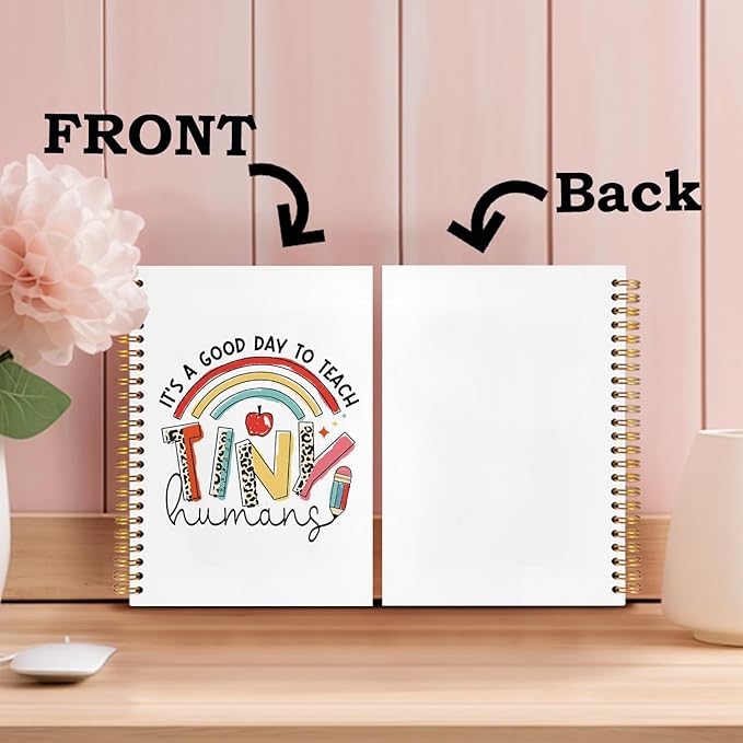 SNNDER Boho Rainbow Teacher Notebook Journal, Teacher Appreciation Gifts, Back To School Gifts for Teachers, It's a Good Day to Teach Tiny Humans Hardcover Spiral Notebooks 5.5x8.3 Inch