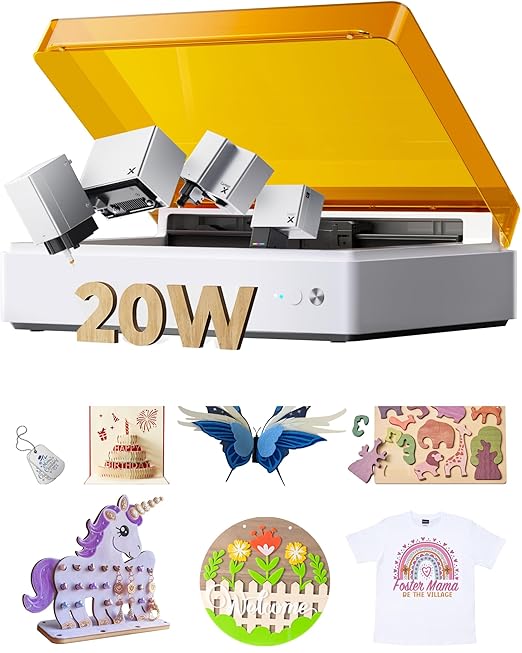 xTool M1 Ultra Laser Engraving Machine, 4-in-1 Craft Machine with 20W Laser Engraver, Inkjet Printing, Blade Cutting, Pen Drawing, Support Rotary Engraving on Tumblers - Basic Bundle