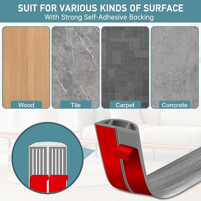 Floor Cord Cover Self Adhesive Cord Hider Floor Extension Cord Covers for Floor Power Cord Protector Cable Management Prevent Cable Trips Cable Cavity 0.59" W x 0.31" H (Light Grey Wood, 20Ft)