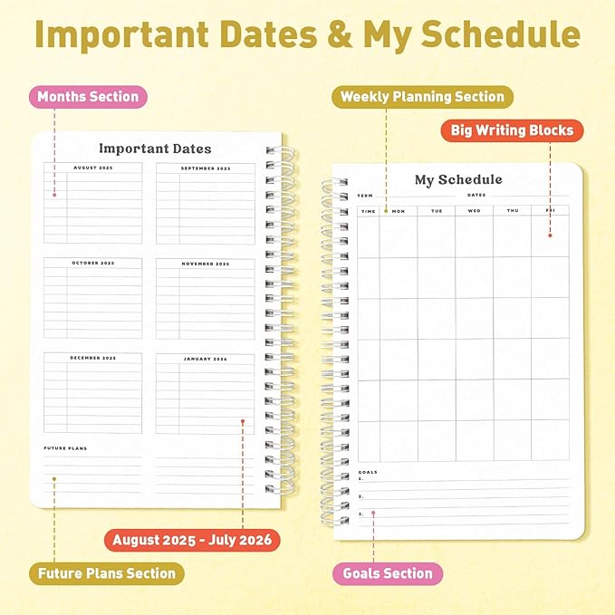 Sweetzer & Orange Academic Planner 2025-2026 – Student Planner for August 2025 to July 2026 – Weekly & Monthly Layout – Sturdy Cover & Stickers – Multicolor Stripes Design – 5.5” x 8.5”