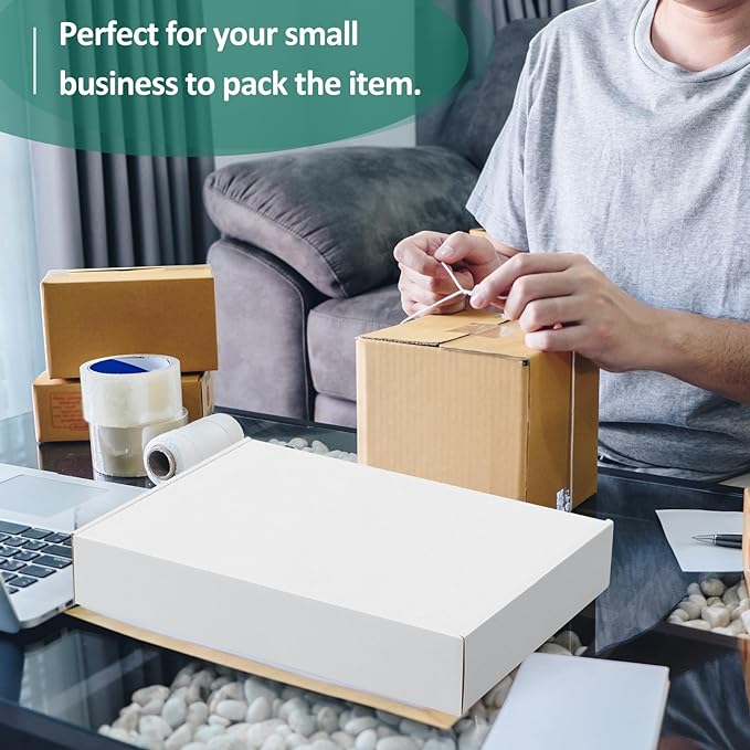 Eupako 13x10x2" White Shipping Boxes Corrugated Box Mailers 20 Pack Cardboard Shipping Boxes for Small Business, Mailing