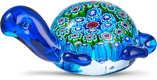 Hand Blown Glass Sea Turtle Figurine Paperweight,Sea Animal Ornament for Home Decor,Sea Animals Collection for Birthday Gift,Glass Tortoise Sculpture