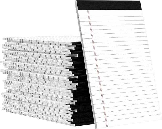 36 Pack Legal Pads 5x8, Small Notepad, College Ruled Writing Pads, Small Note Pads 5x8 White, Narrow Ruled Lined Paper Pads, 30 Sheet/Notepad, Perforated Mini Notepad for Work Home School to-Do Lists